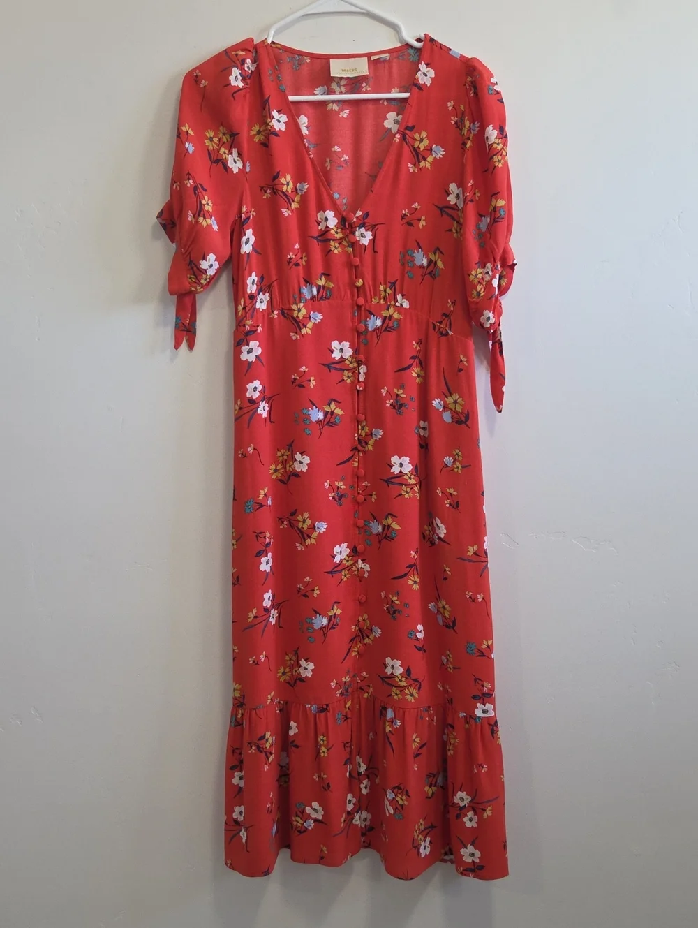 Maeve Eudora Red Floral Dress with Tie Detail - Picture 3 of 7